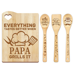 Custom Wood Bamboo Chopping Board Charcuterie Utensil Set