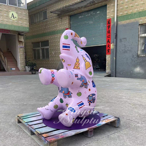 Modern Indoor Decor Custom Painting Color Fiberglass Cartoon Design Big Elephant Statue Home Decor