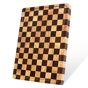 Large Thick Kitchen Cutting Board Juice Groove End Grain Rubber Wood
