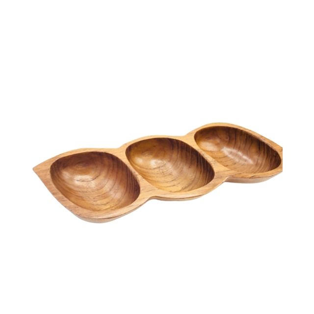3-Compartment Wooden Tapas and Condiment Platter