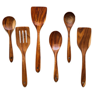 Natural Teak Wood Cooking Utensils Set 10 Piece Wooden Spatula and Spoon for Kitchen Nonstick Cookware