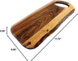 Premium Quality Natural Acacia Wood Live Edge Charcuterie Board With Round Handle