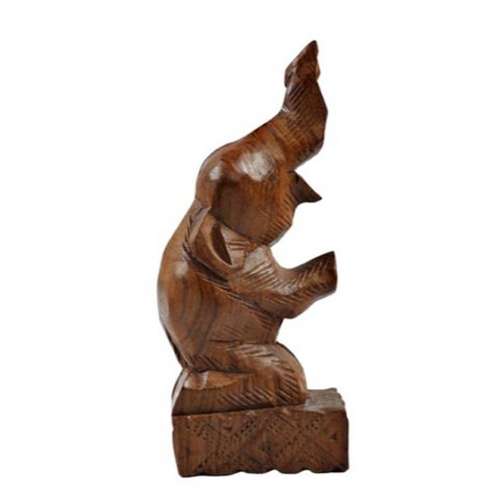 Masterpiece Carved Teak Elephant Display Statue
