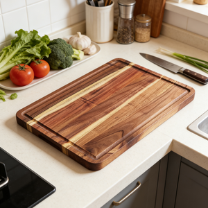 Custom Acacia Wood Cutting Board with Juice Groove Thick Wooden Chopping Block