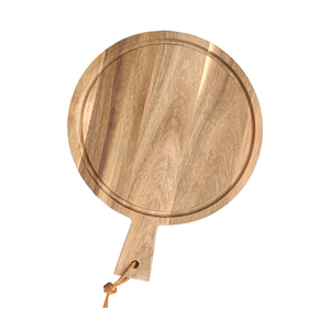 Customizable Size Round Acacia Wood Cheese Board Hand Grip