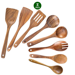 8-Piece Sustainable Wood Spoons Kitchen Utensil Set LFGB Certified Dishwasher Safe