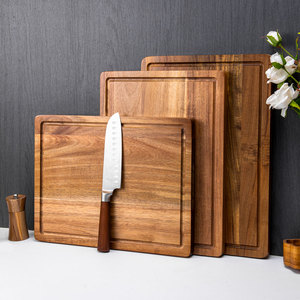 Large Acacia Wood Cutting Board With Juice Grooves For Kitchen Meal Prep
