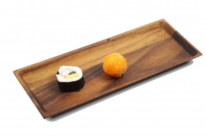 FSC Certified Deep Acacia Wood Serving Tray with High Edge