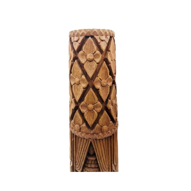 Artisanal Hand-Carved Teak Lamp Base