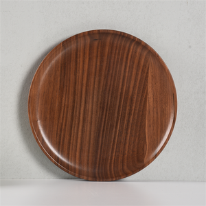 Black Solid Wooden Serving Round Dinner Charger Plate