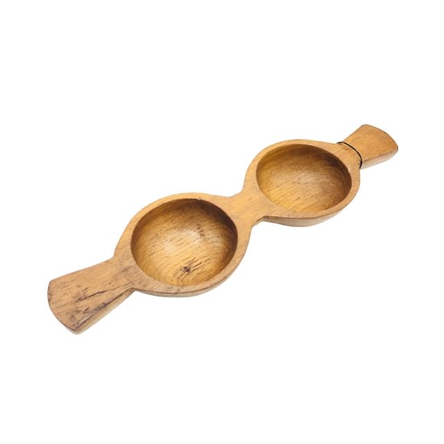 2-Compartment Wooden Serving Tray for Appetizers and Dips