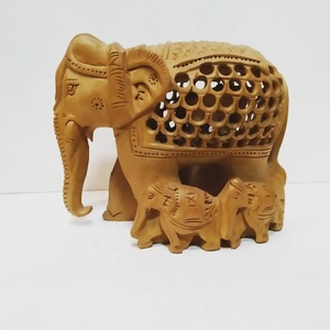 Hand Carved Wooden Elephant Figurine Modern Decorative Statue for Home Living Room Office Art Display