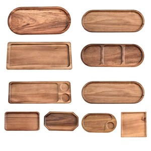 Small Acacia Wood Serving Tray Mini Coffee Tea Charger Plate