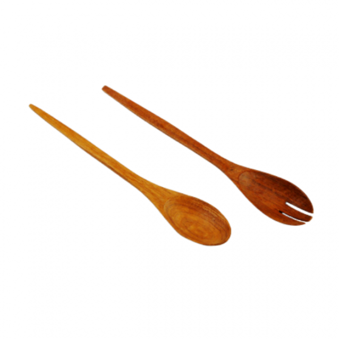 Artisan Wooden Serving Fork and Spoon