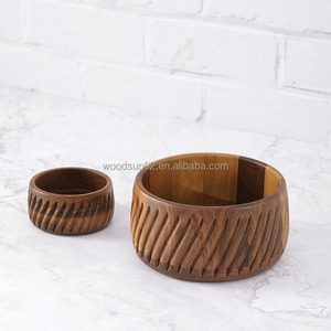 Black Walnut Wooden Salad Bowl OEM